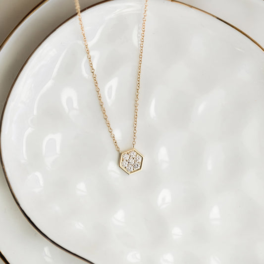 Minimalist Necklace with 0.21 TCW Round Cut Moissanite