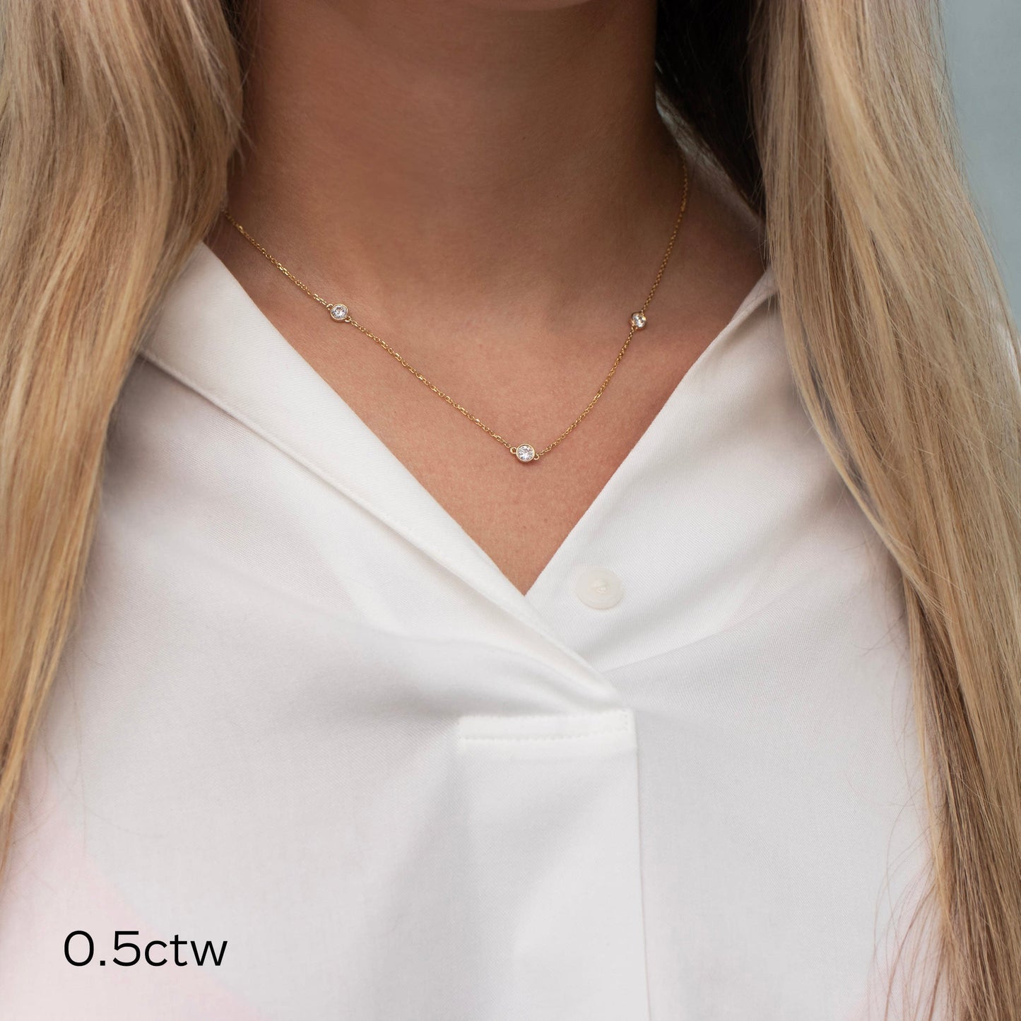 Triple Bezel Necklace with 0.50 TCW Floating Round Cut Moissanite