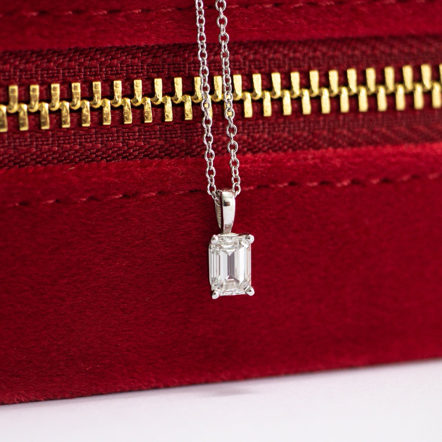 Solitaire Necklace with 0.70 CT Classic Emerald Cut Moissanite