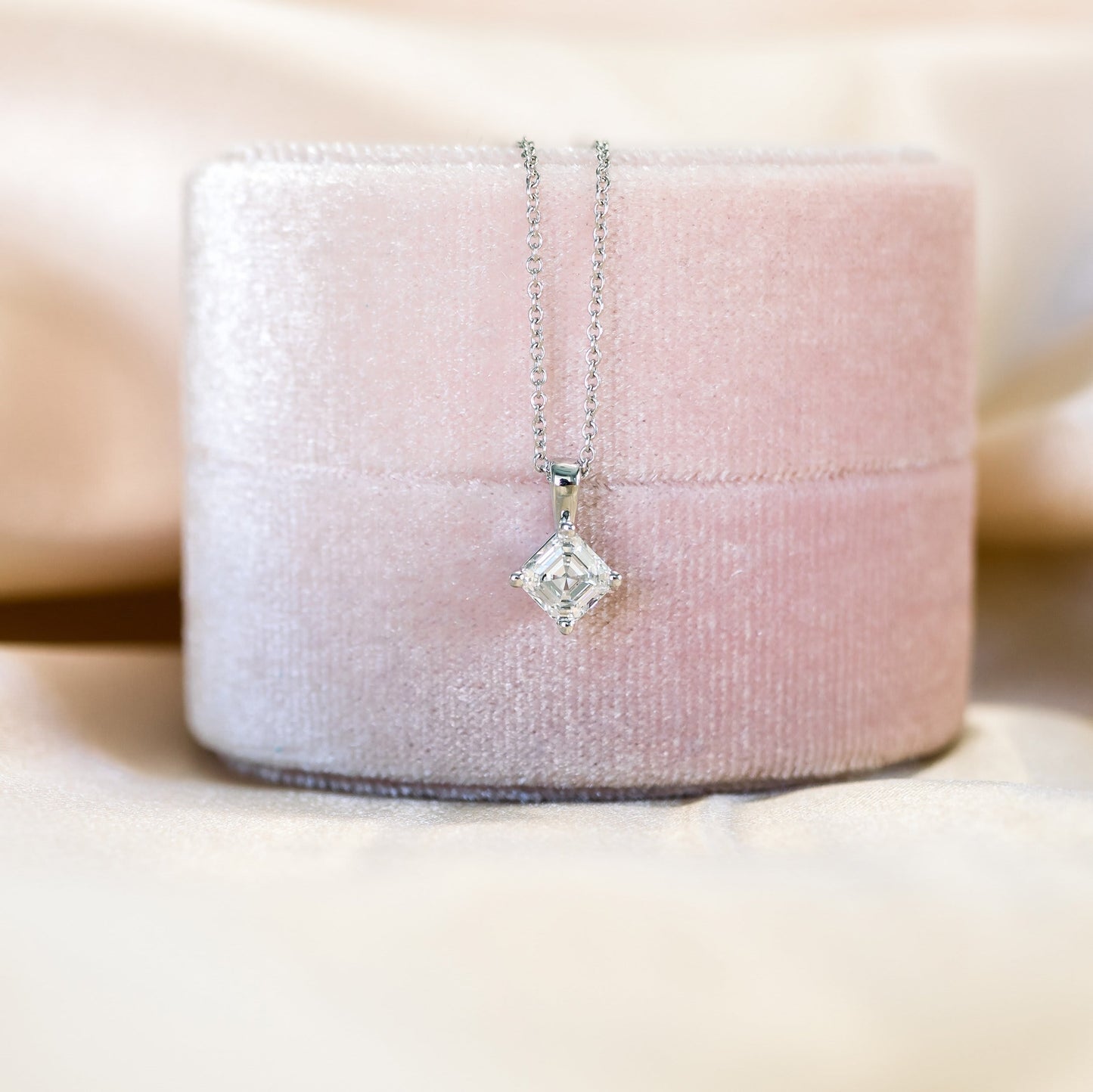 Solitaire Necklace with 0.50 CT Classic Asscher Cut Moissanite