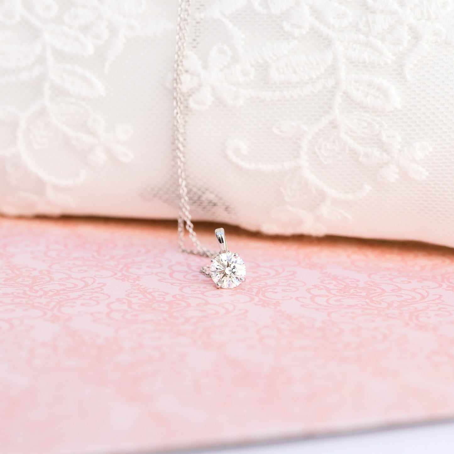 Solitaire Necklace with 0.35 CT Classic Round Cut Moissanite