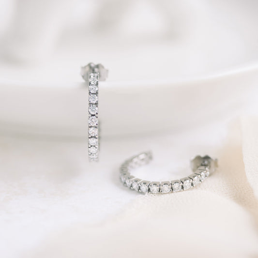 Hoop Earrings with 1.0 TCW-2.0 TCW Round Cut Moissanite
