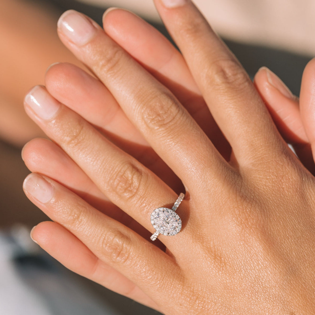 3.80 CT Oval Moissanite Diamond Ring in 10K Rose Gold – Ready to Ship (US 8.5)