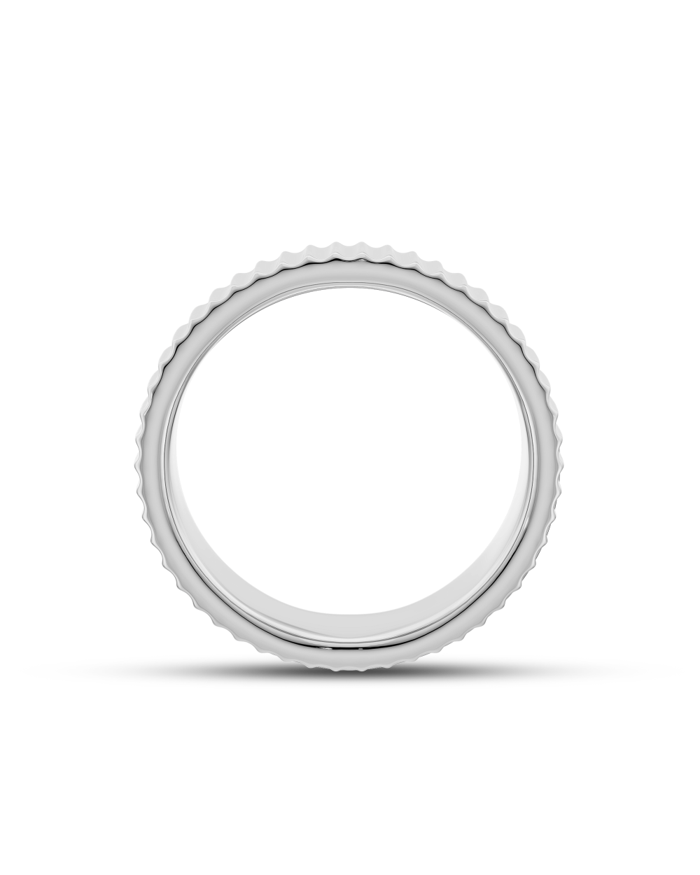 Sterling- Ribbed Band Men's Wedding Band