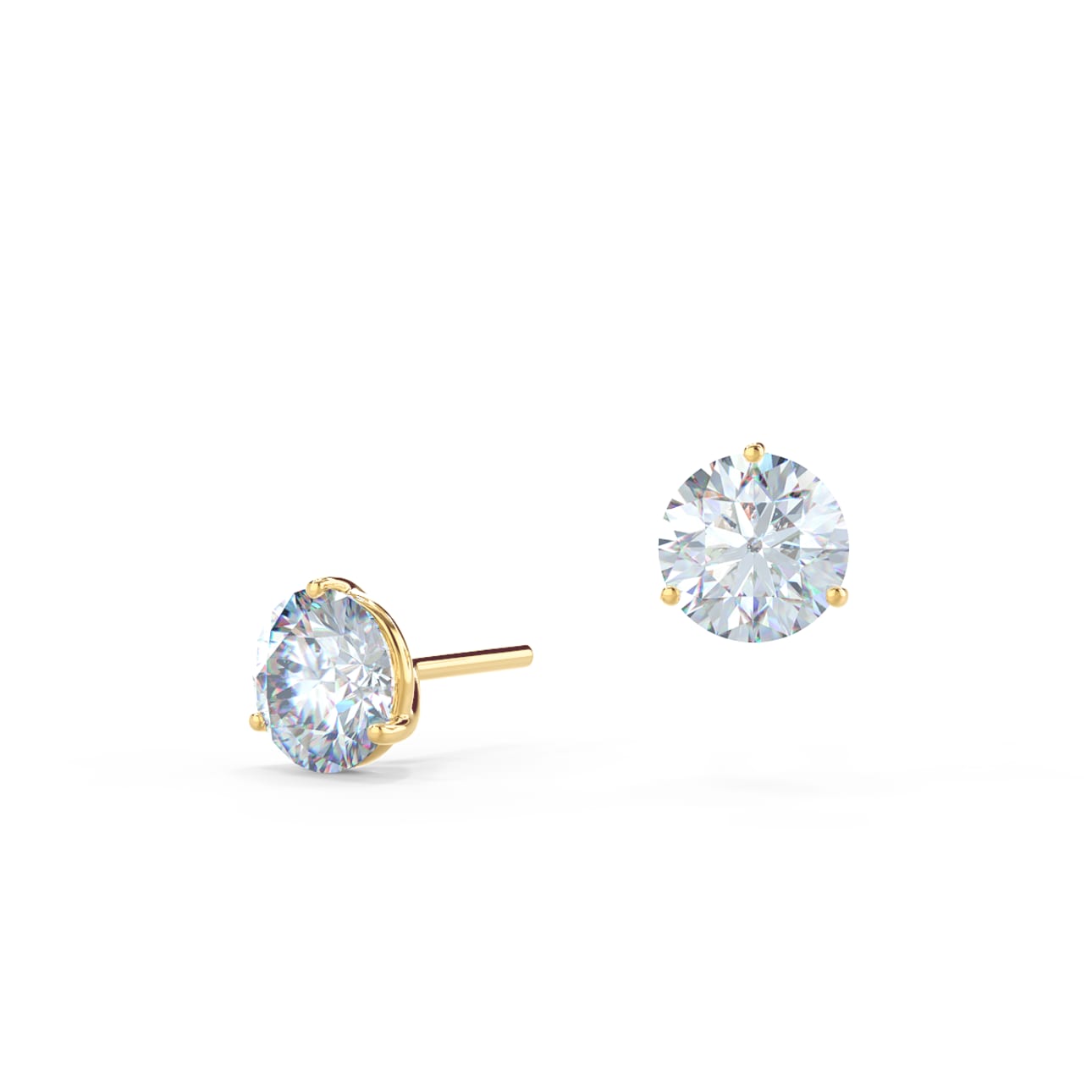 Solitaire Stud Earrings with 0.70 CT-1.50 CT Round Cut Moissanite