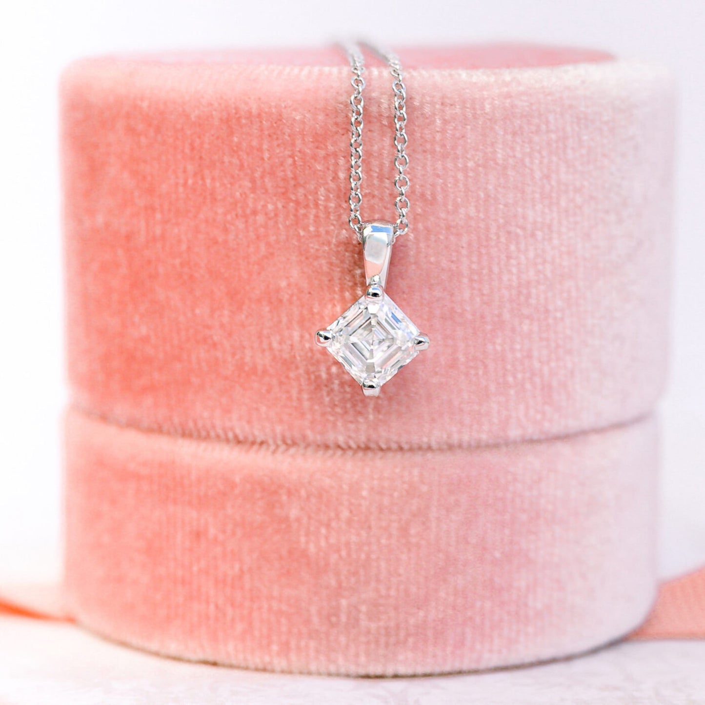 Solitaire Necklace with 0.50 CT Classic Asscher Cut Moissanite