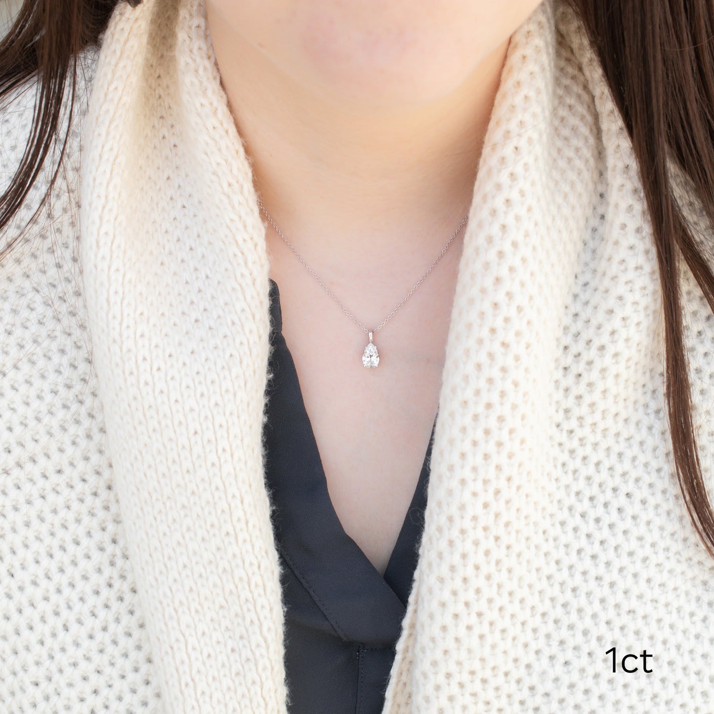 Solitaire Necklace with 0.50 CT Classic Pear Cut Moissanite