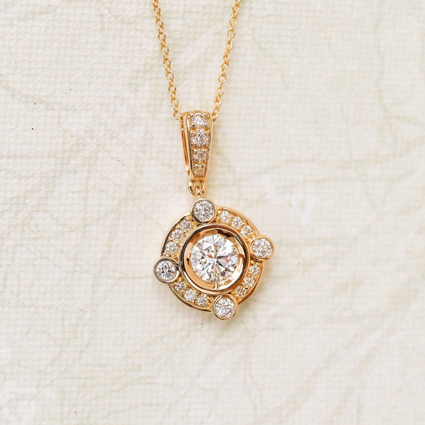 Halo Necklace with 0.50 CT Brilliant Round Cut Moissanite
