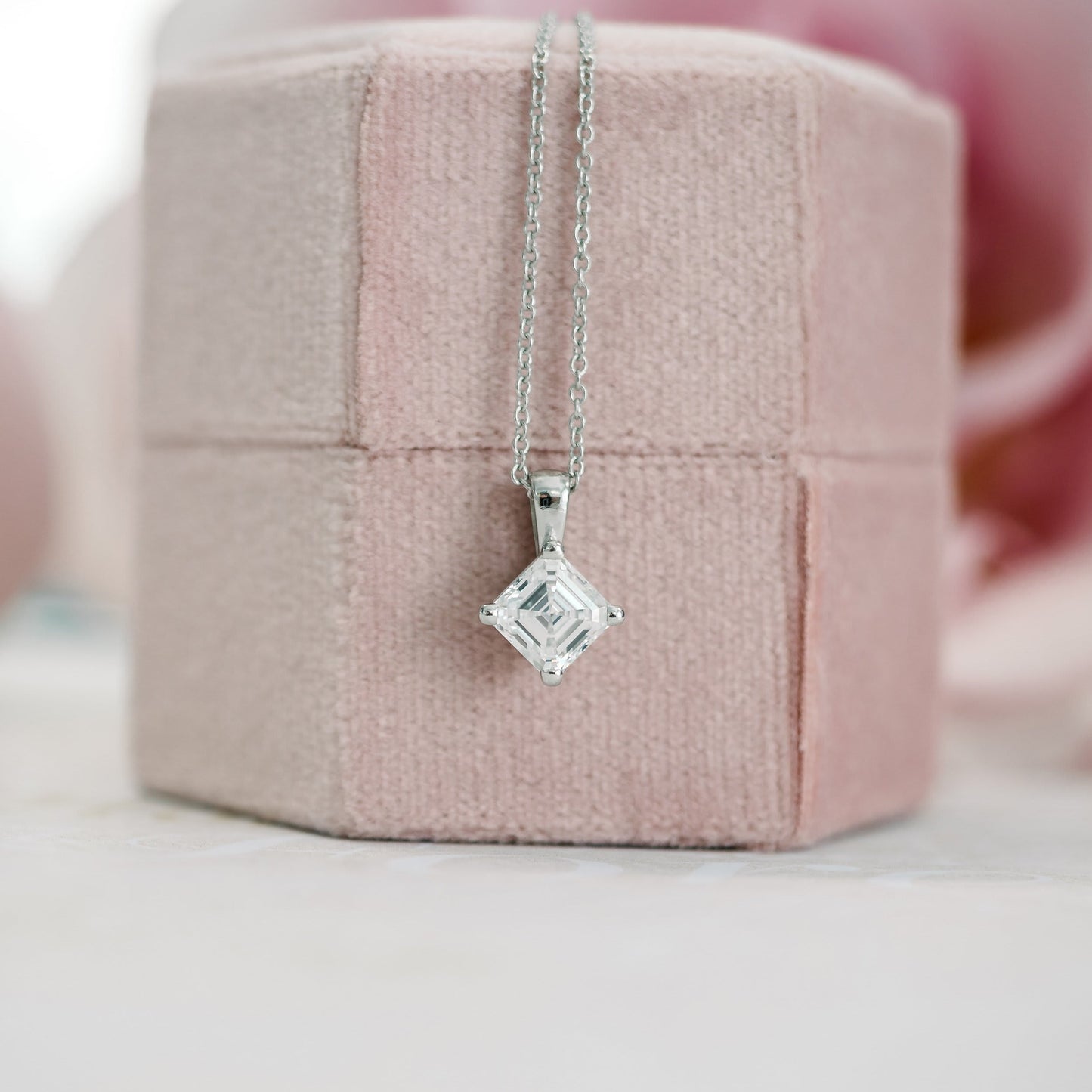 Solitaire Necklace with 0.50 CT Classic Asscher Cut Moissanite