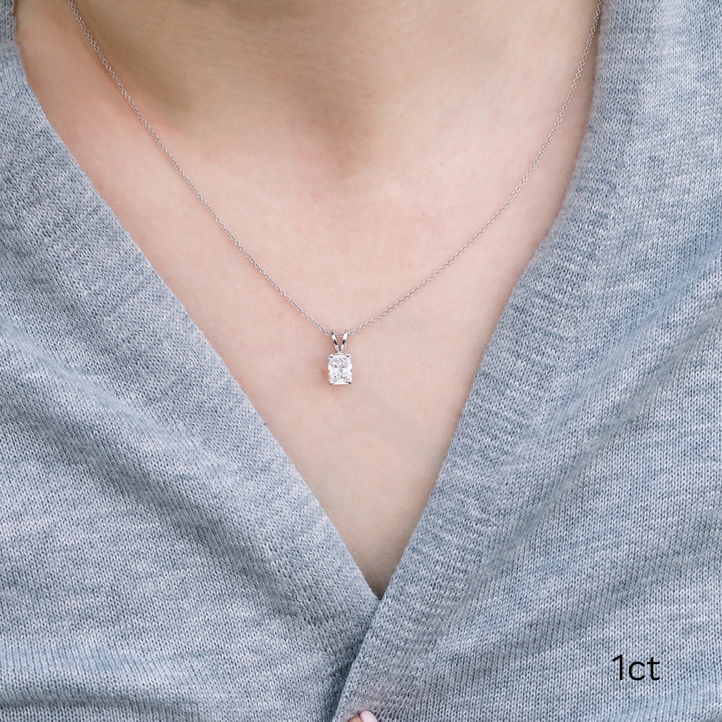 Solitaire Necklace with 0.50 CT Classic Radiant Cut Moissanite