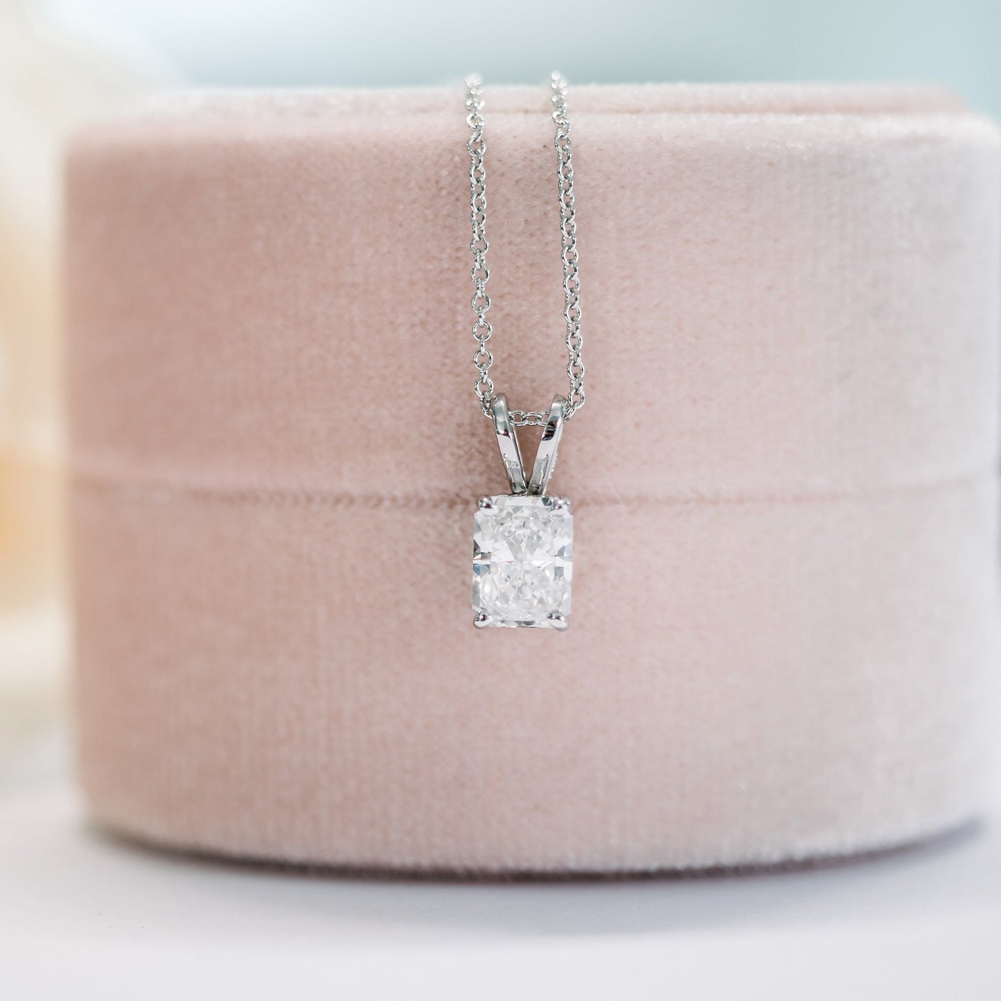 Solitaire Necklace with 0.50 CT Classic Radiant Cut Moissanite