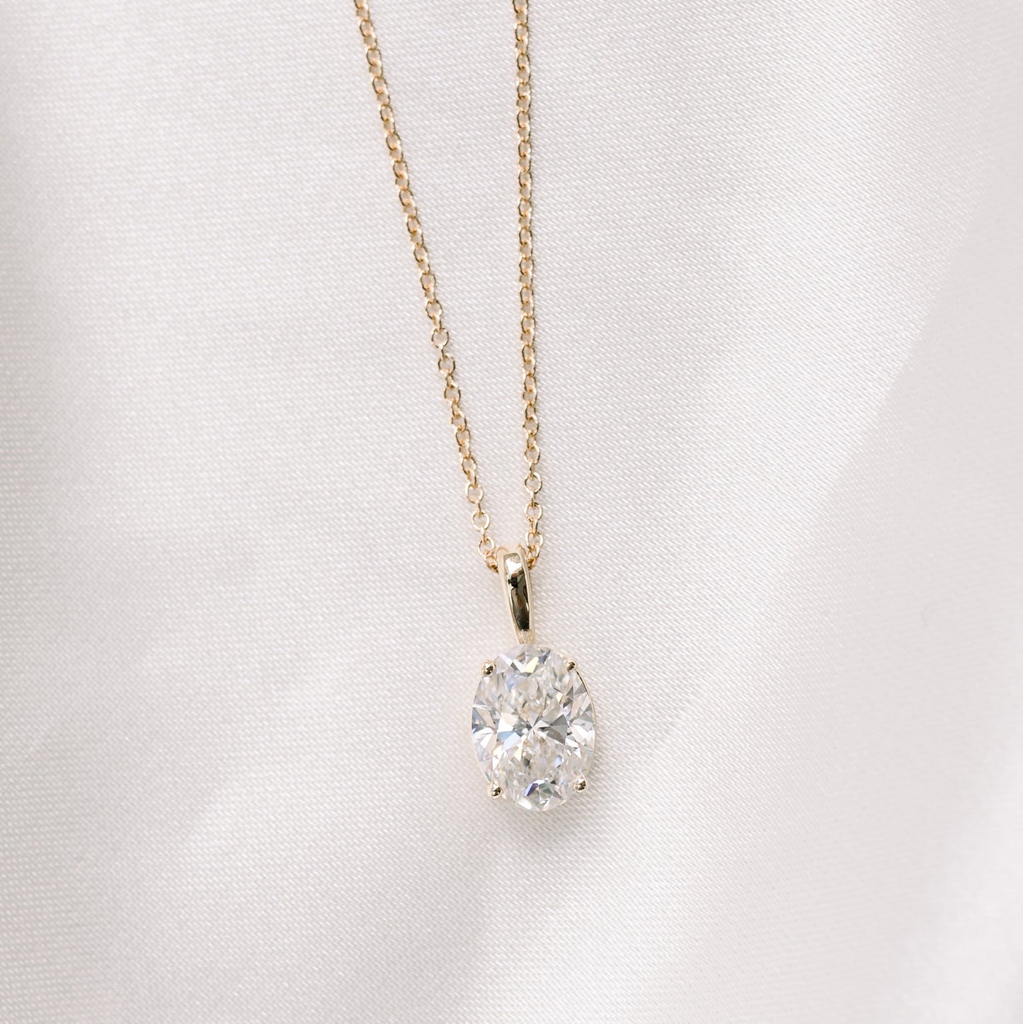 Solitaire Necklace with 0.35 CT Classic Oval Cut Moissanite