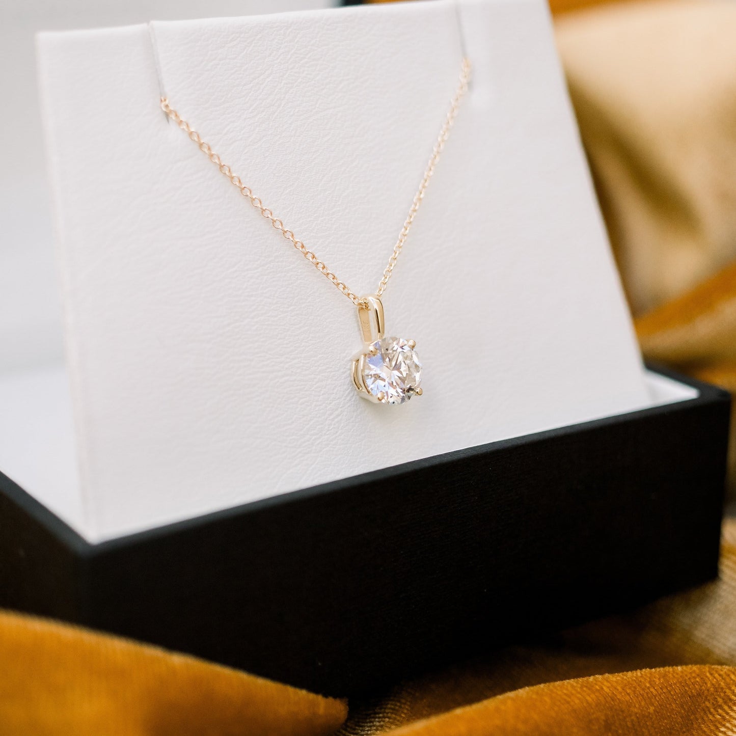 Solitaire Necklace with 0.35 CT Classic Round Cut Moissanite