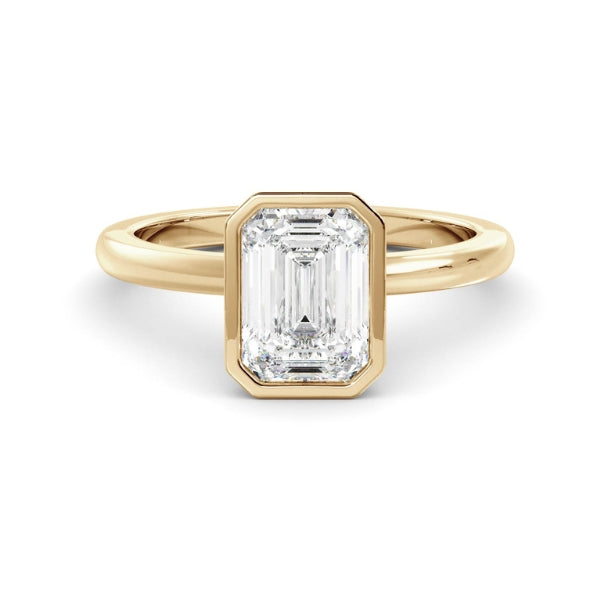 Bezel Ring with 1.0 CT Emerald Moissanite