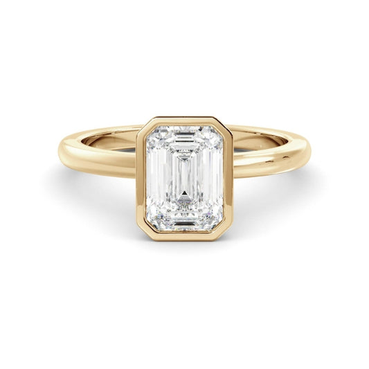 Bezel Ring with 1.0 CT Emerald Moissanite