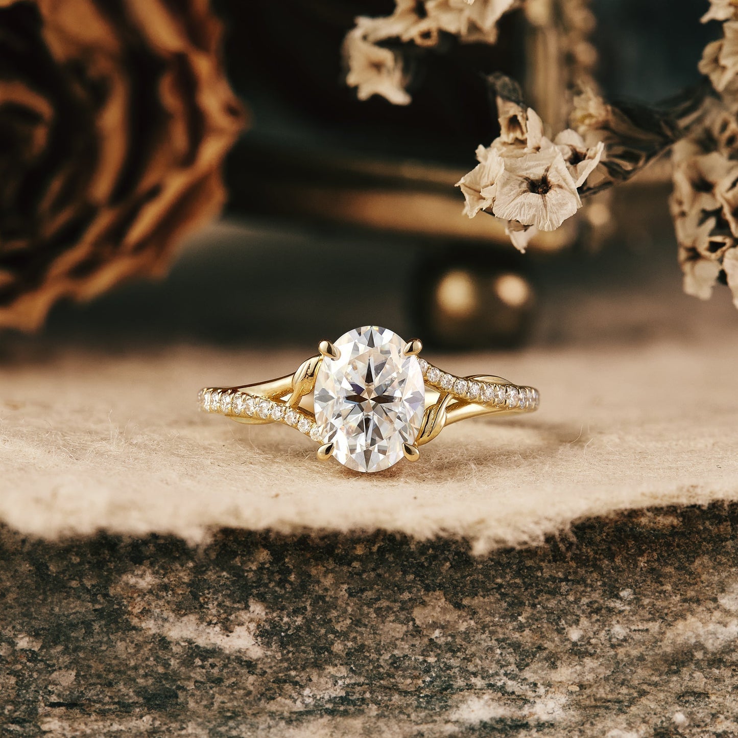 1.5 CT Carat Moissanite Diamond Oval Shape Vintage Engagement Ring