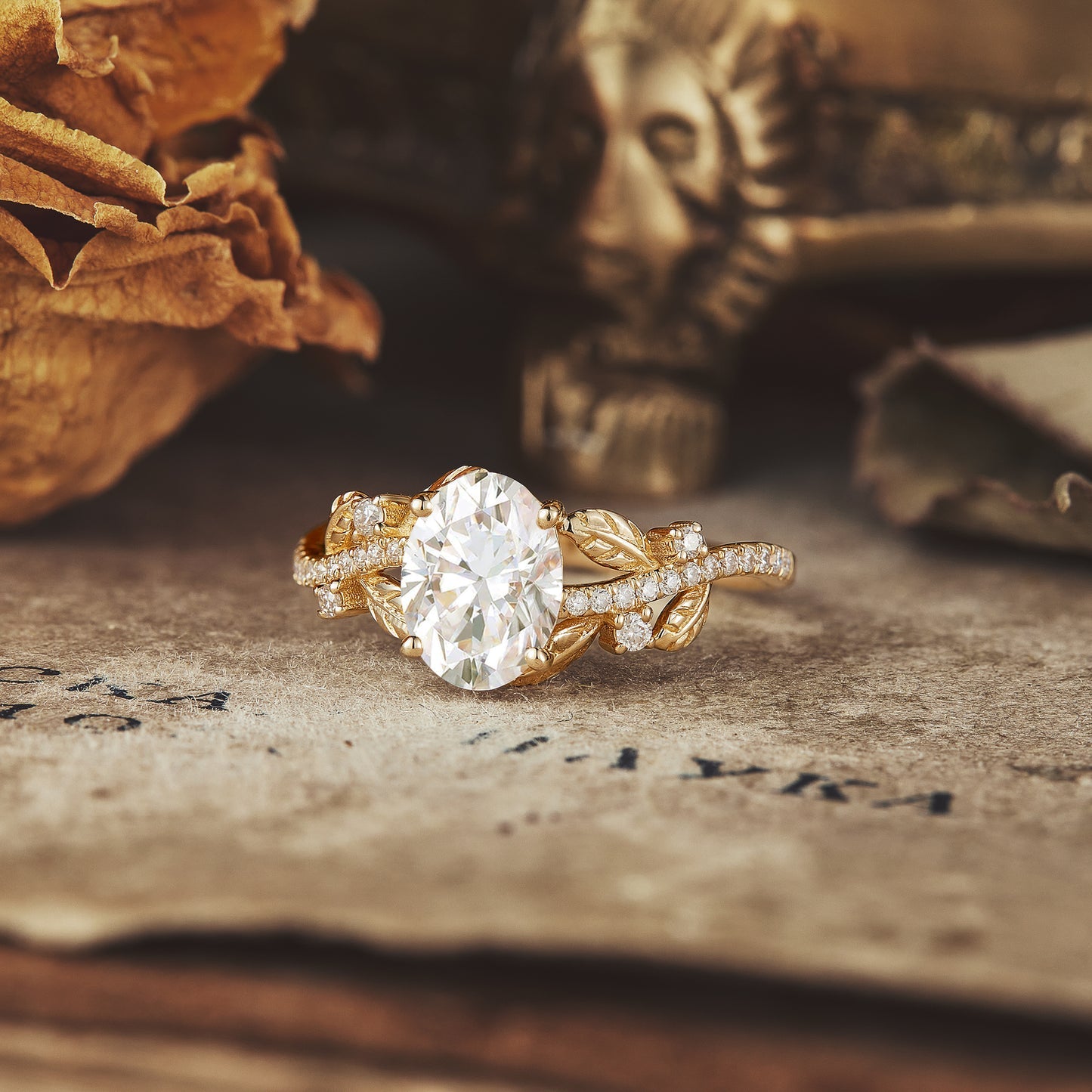 1.5 CT Carat Moissanite Diamond Oval Shape Vintage Engagement Ring