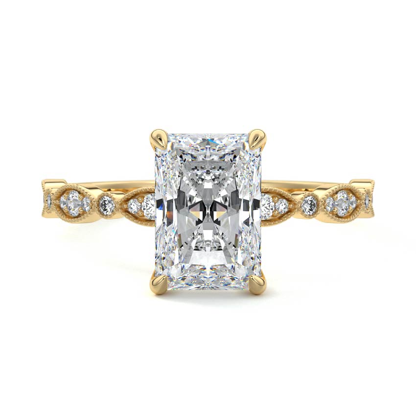 Pave Ring with 2.0 CT Radiant Cut Moissanite