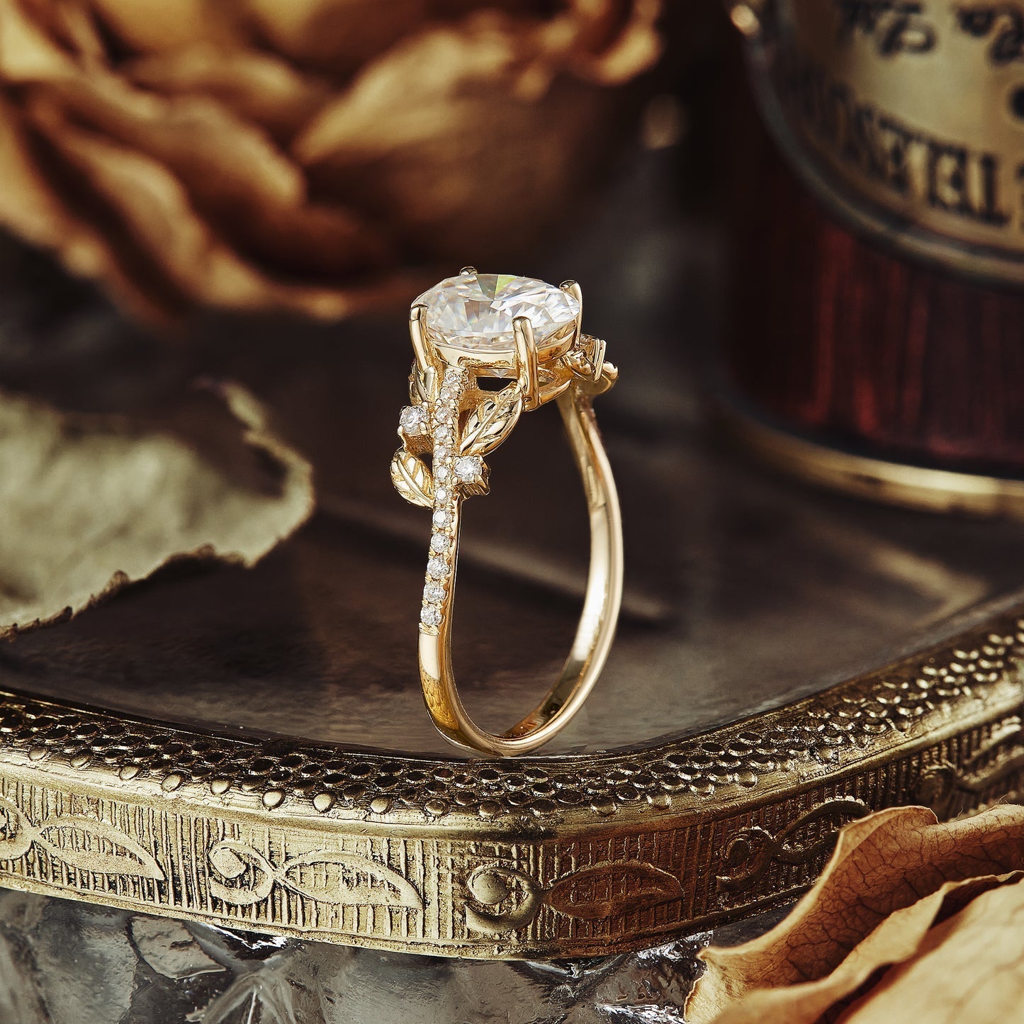 1.5 CT Carat Moissanite Diamond Oval Shape Vintage Engagement Ring