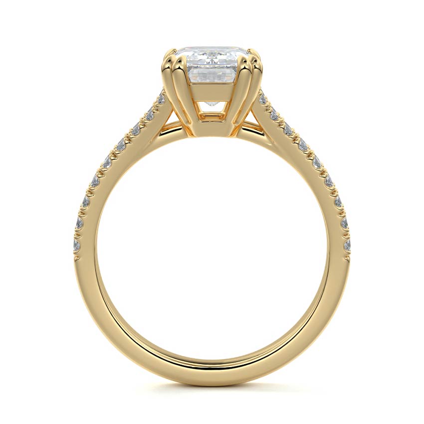 Double Band Ring with 1.0 CT Emerald Cut Moissanite