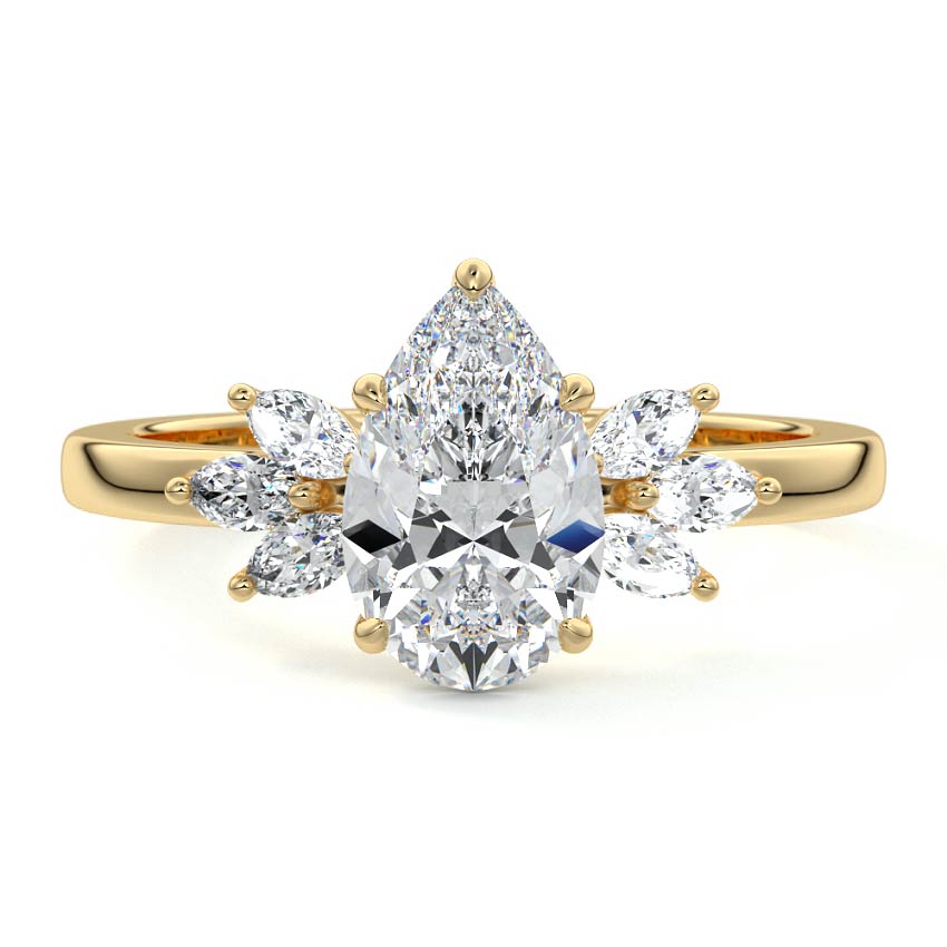 Cluster Ring with 1.20 CT Pear Cut Moissanite