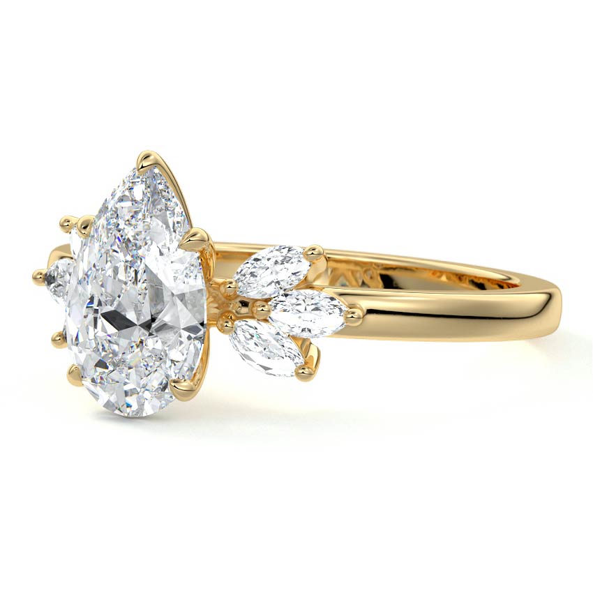 Cluster Ring with 1.20 CT Pear Cut Moissanite