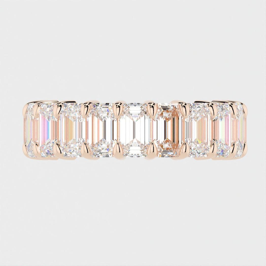 Full Eternity Wedding Band with 1.70 TCW Emerald Cut Moissanite