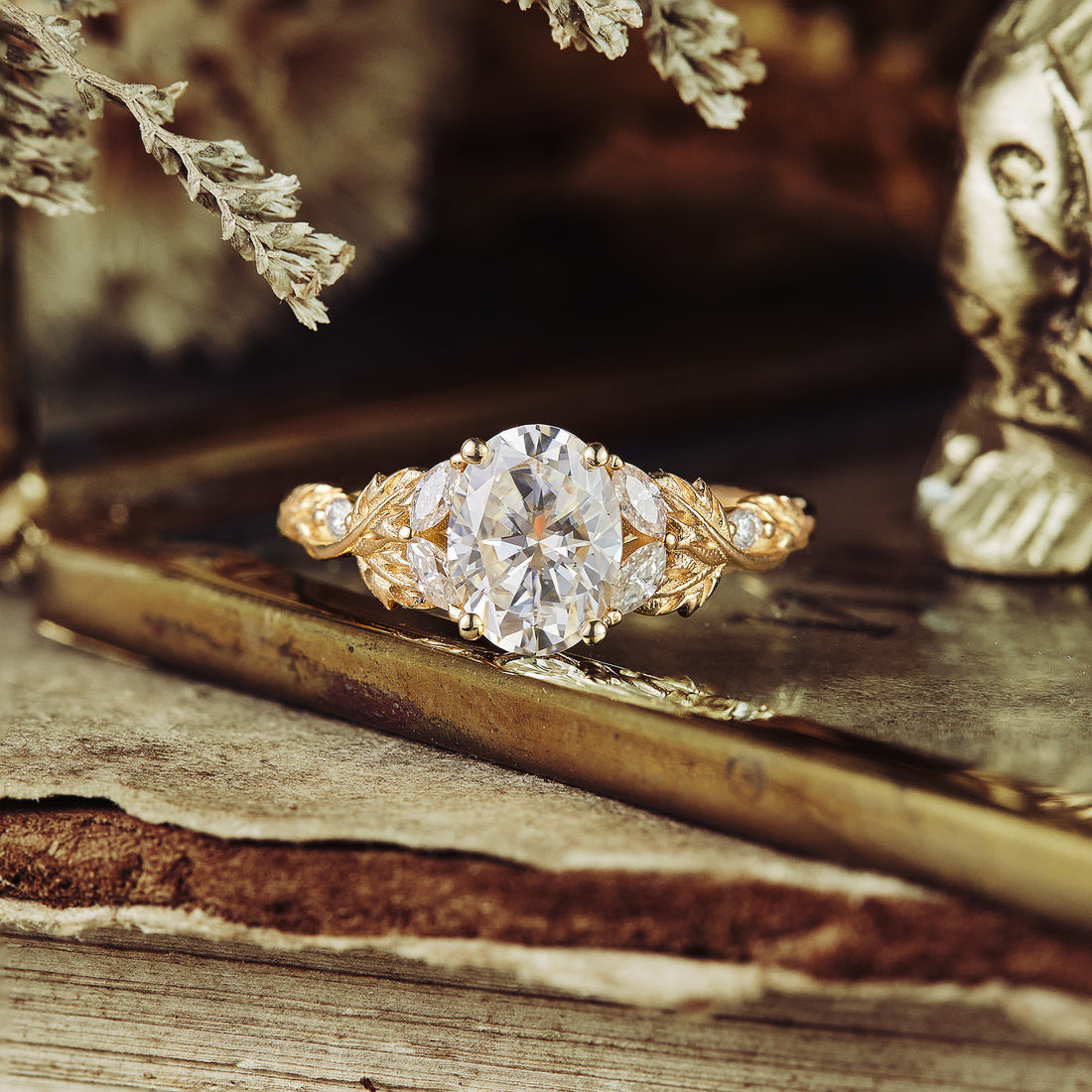 1.0 CT Carat Moissanite Diamond Oval Shape Vintage Engagement Ring