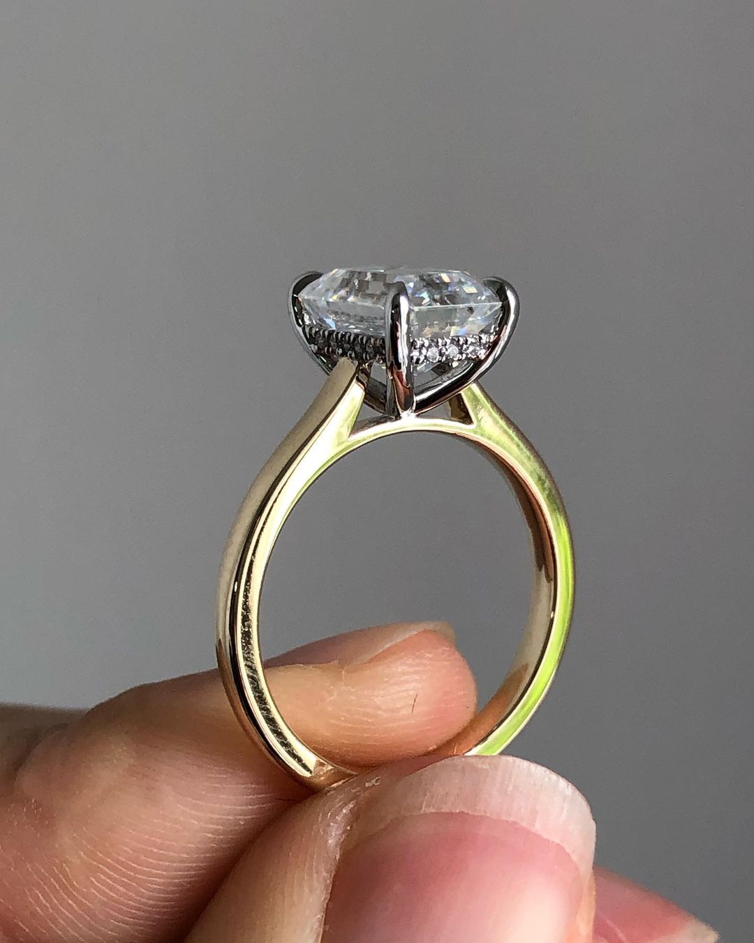 Hidden Halo Ring with 1.91 CT Emerald Cut Moissanite