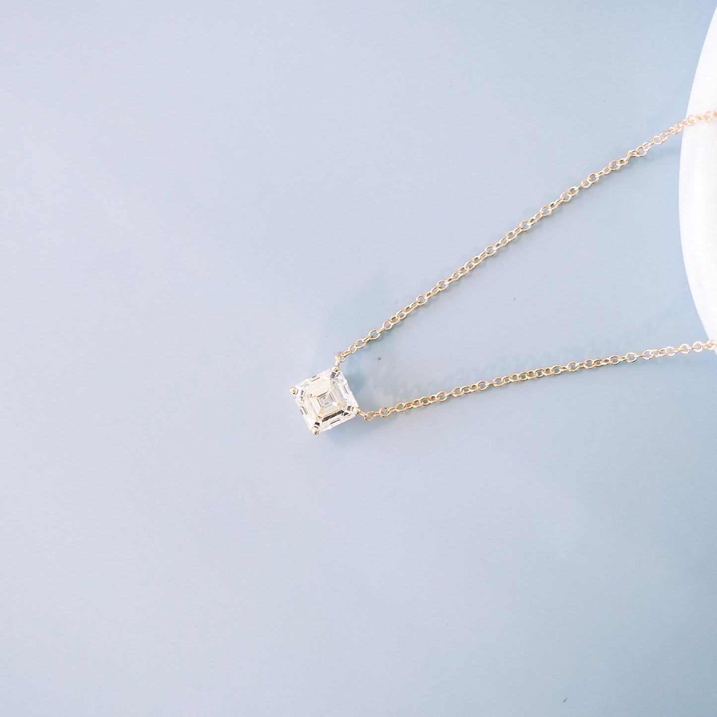 Solitaire Necklace with 0.50 CT Floating Asscher Cut Moissanite