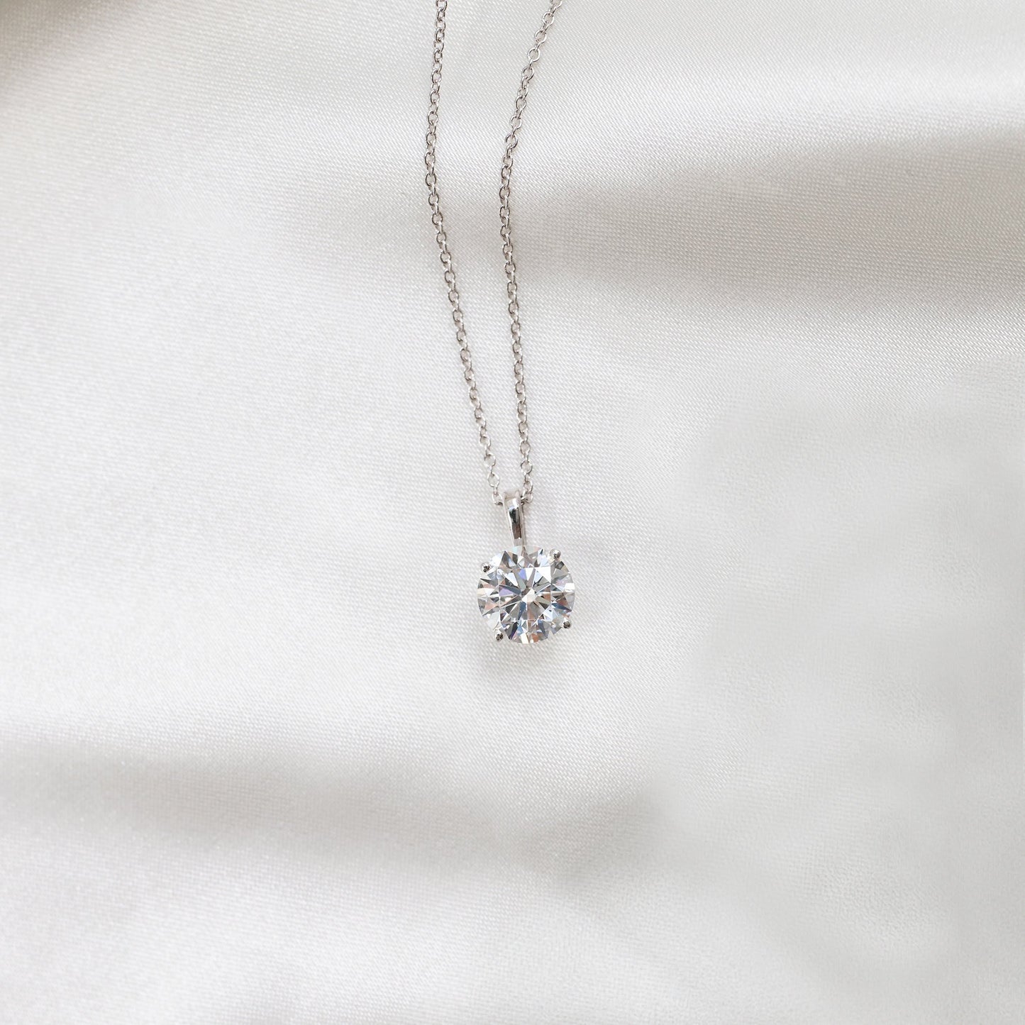 Solitaire Necklace with 0.35 CT Classic Round Cut Moissanite