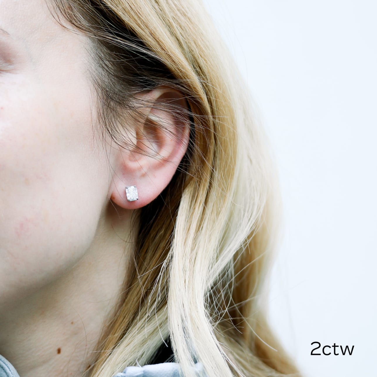 Solitaire Stud Earrings with 1.0 CT-3.0 CT Radiant Cut Moissanite
