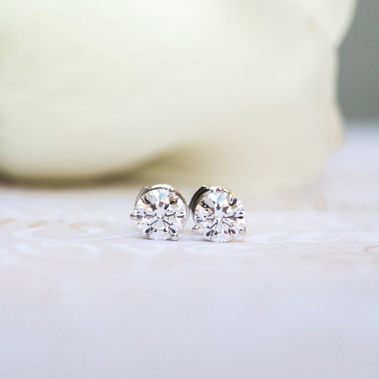Solitaire Stud Earrings with 0.70 CT-1.50 CT Round Cut Moissanite