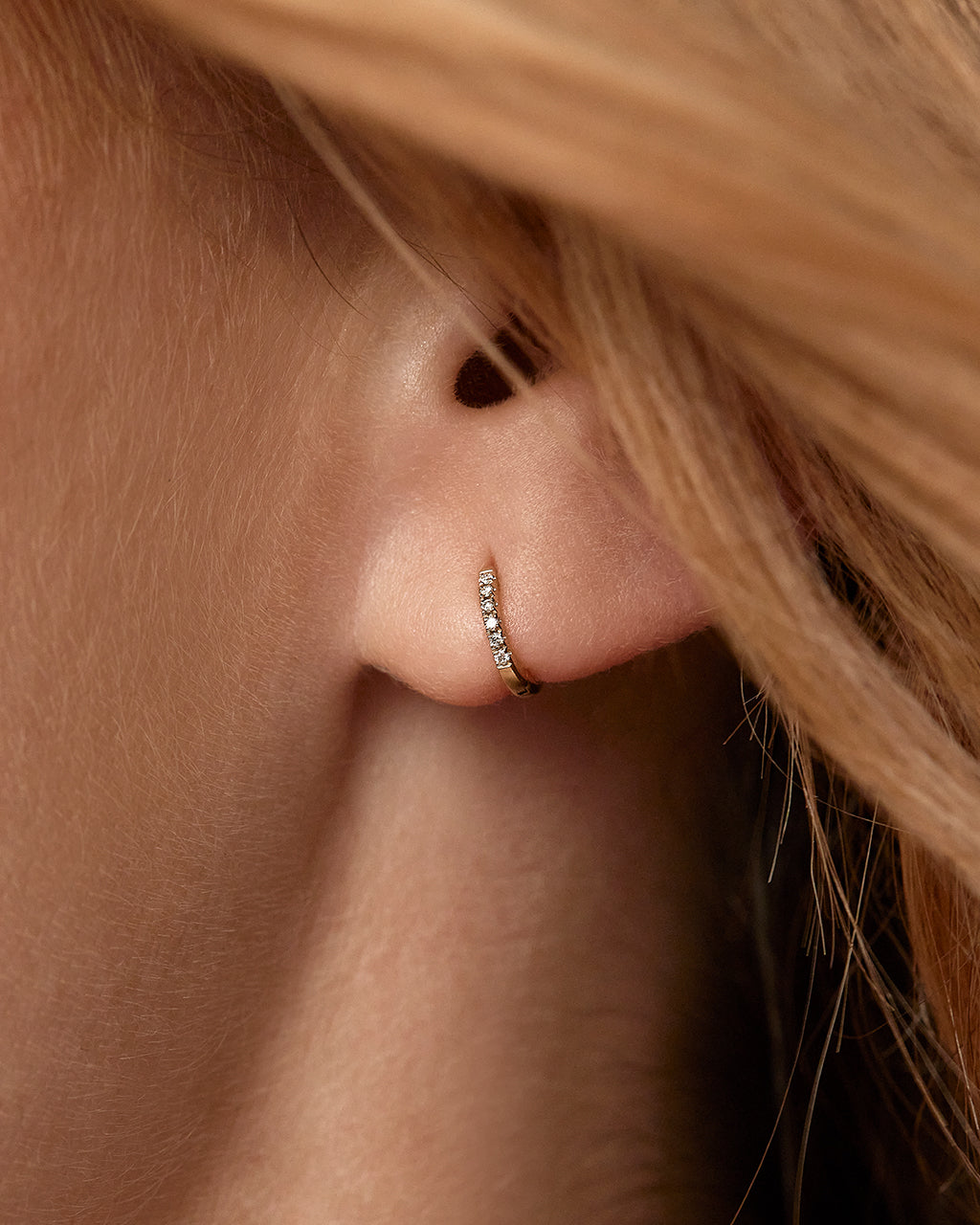 Huggies Stud Earrings with 0.06 TCW Round Cut Moissanite