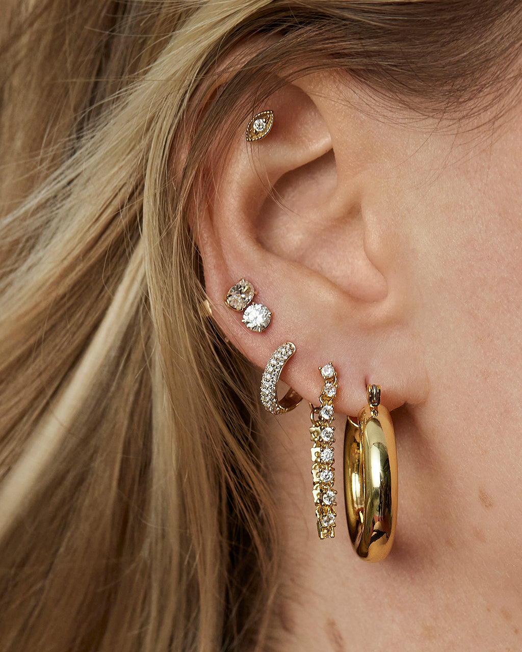 Bezel Stud Earrings with 1.0 CT Round Cut Moissanite