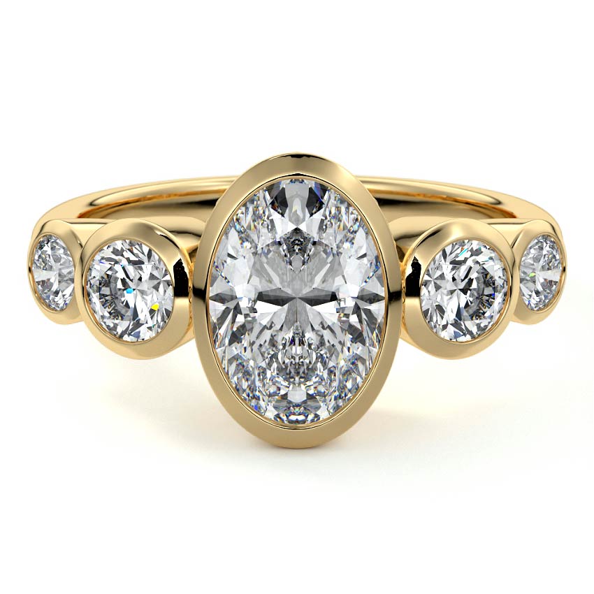 Bezel & Pave Ring with 1.0 CT Oval Cut Moissanite