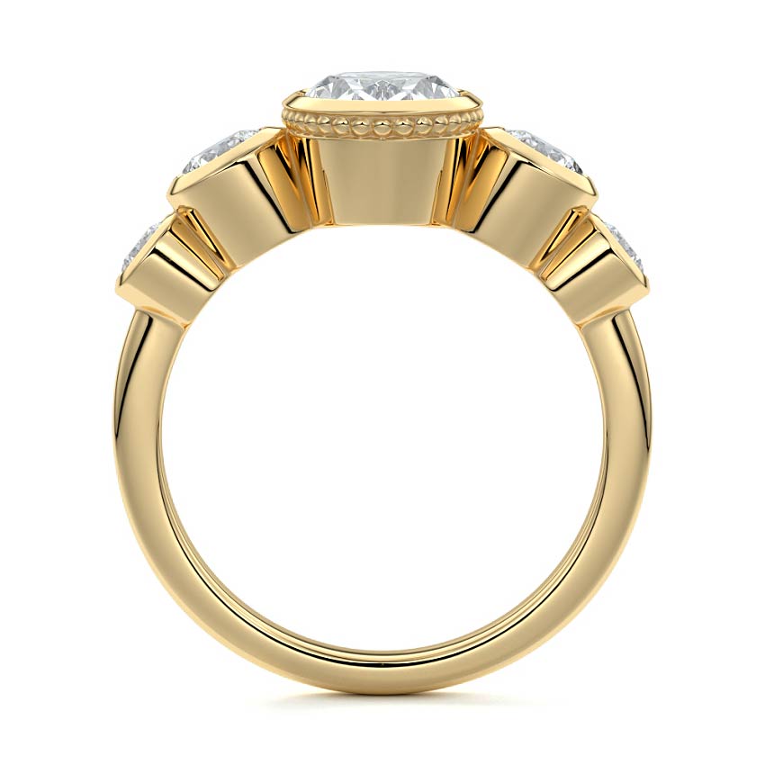 Bezel & Pave Ring with 1.0 CT Oval Cut Moissanite