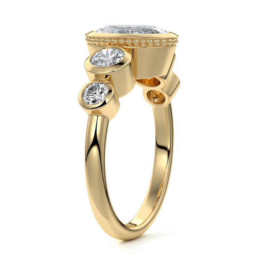 Bezel & Pave Ring with 1.0 CT Oval Cut Moissanite