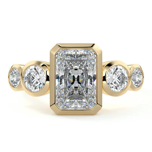 Bezel Pave Ring with 2.0 CT Radiant Cut Moissanite