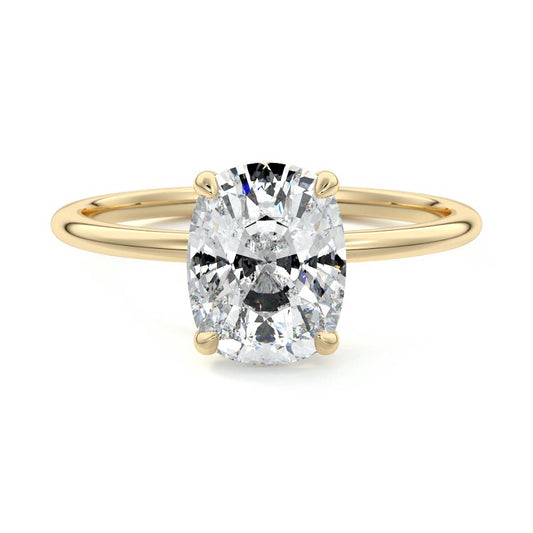 Hidden Halo Ring with 1.0 CT Cushion Cut Moissanite