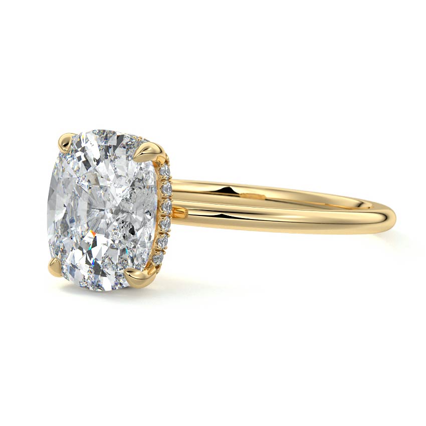 Hidden Halo Ring with 1.0 CT Cushion Cut Moissanite