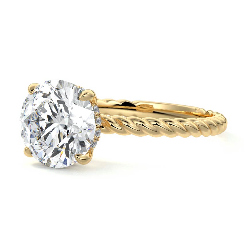 Hidden Halo Twisted Pave Ring with 1.0 CT Round Cut Moissanite
