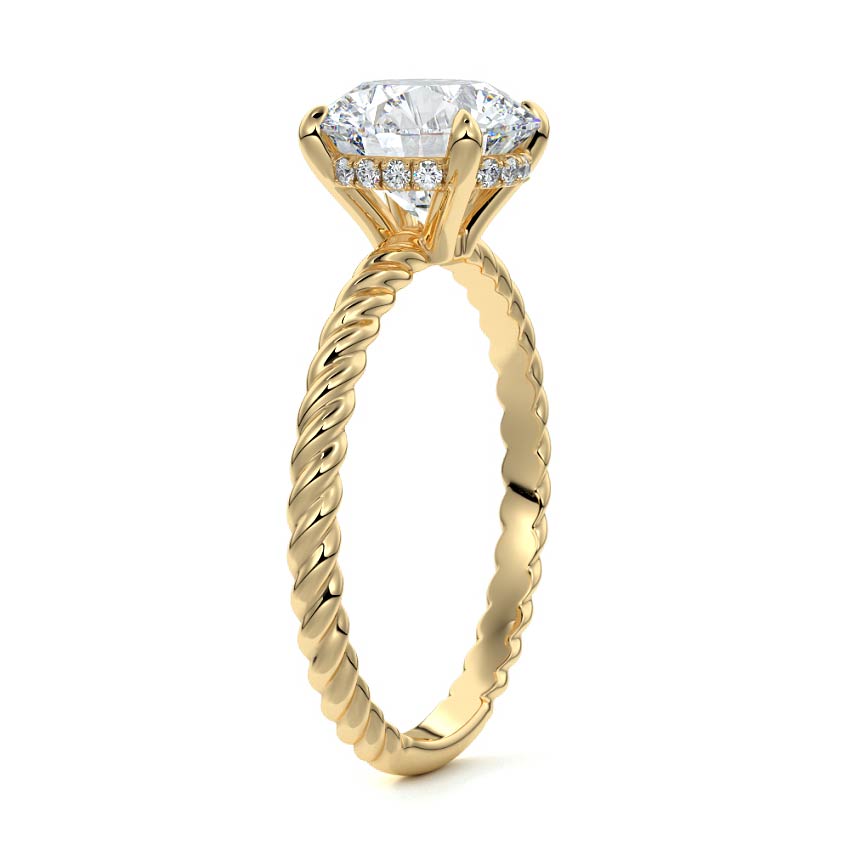 Hidden Halo Twisted Pave Ring with 1.0 CT Round Cut Moissanite