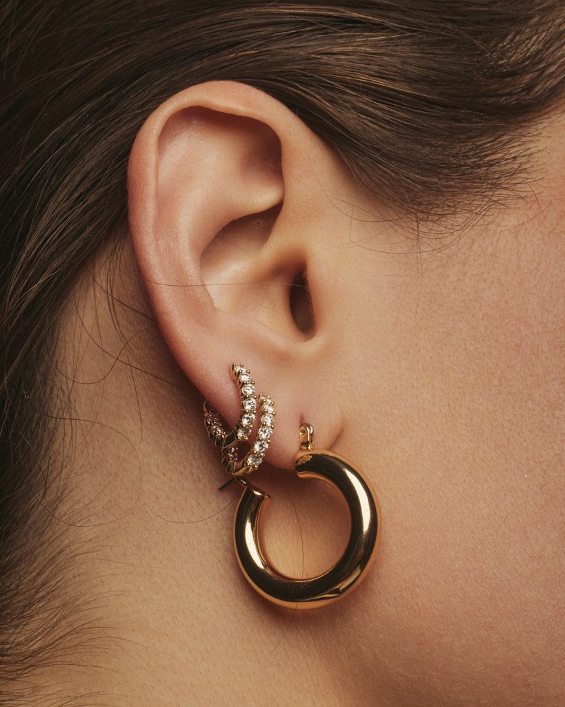 Hoop Stud Earrings with 0.66 TCW Round Cut Moissanite
