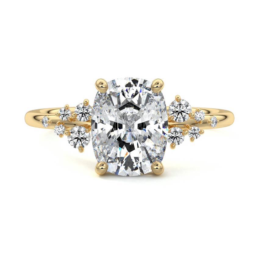 Cluster Ring with 1.20 CT Cushion Cut Moissanite