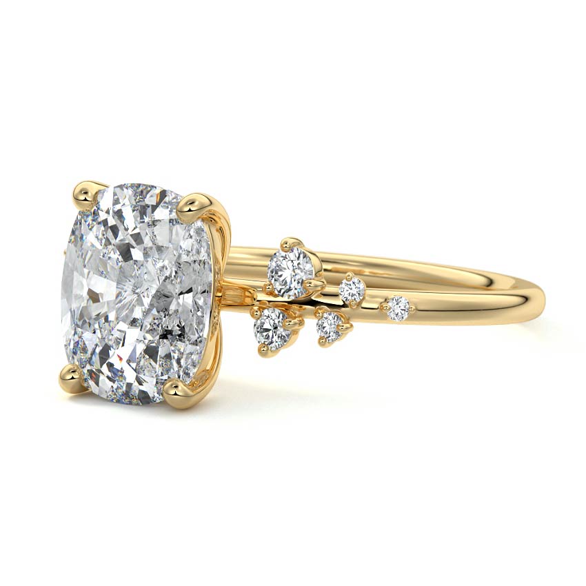 Cluster Ring with 1.20 CT Cushion Cut Moissanite