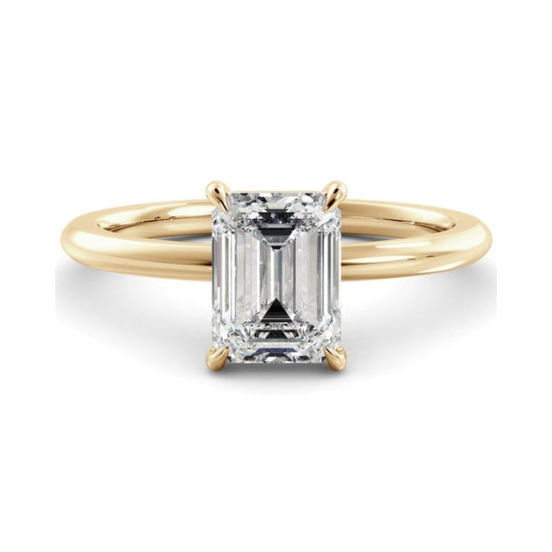 Solitaire Ring with 2.0 CT Emerald Moissanite