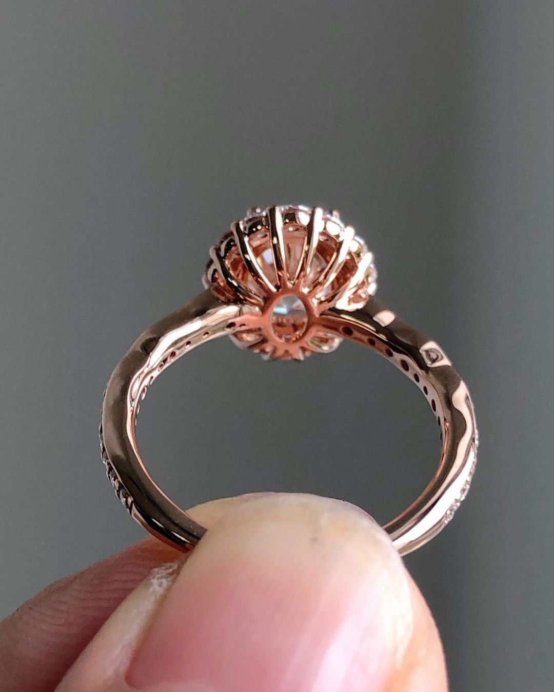 Halo & Pave Ring with 1.33 CT Oval Cut Moissanite