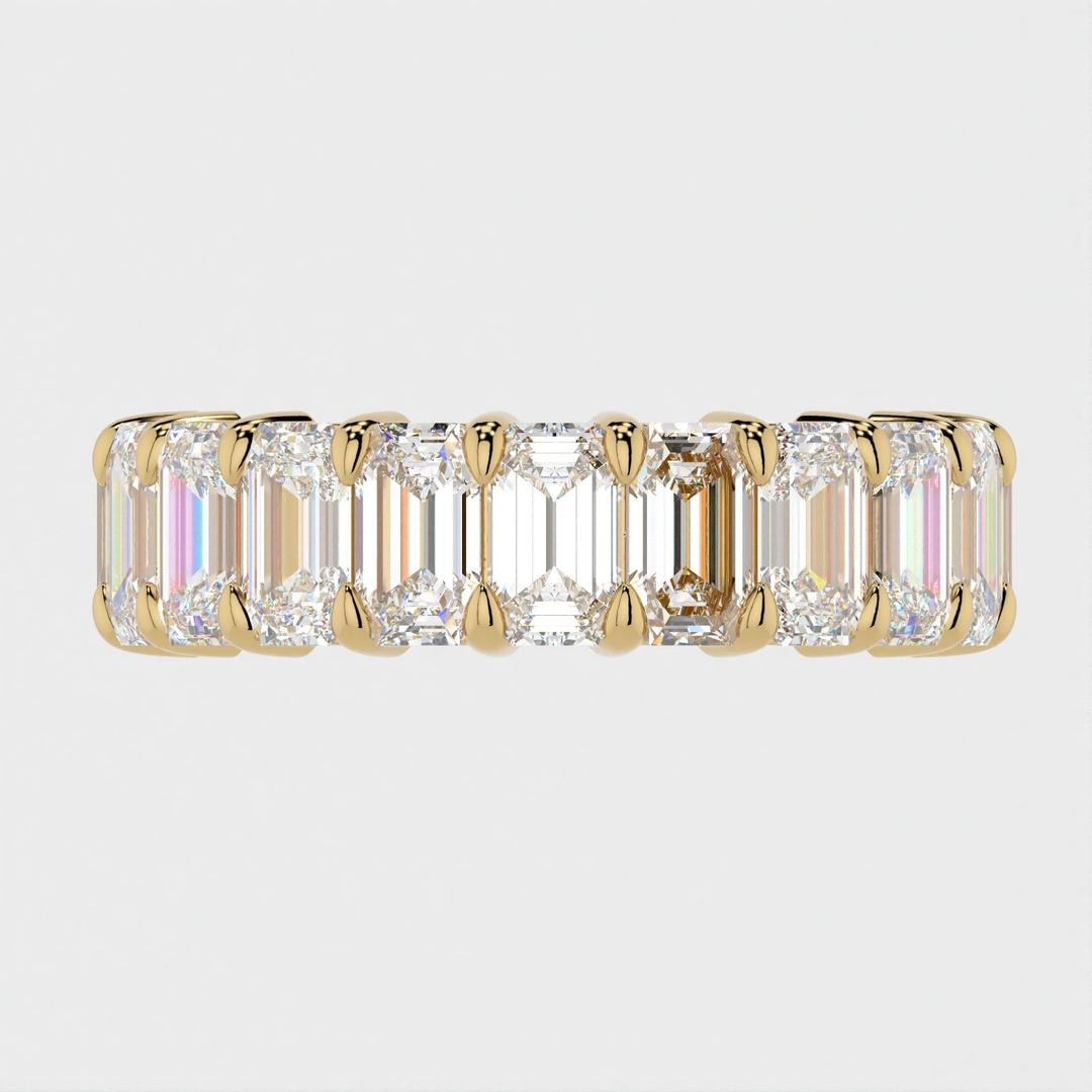 Full Eternity Wedding Band with 1.70 TCW Emerald Cut Moissanite