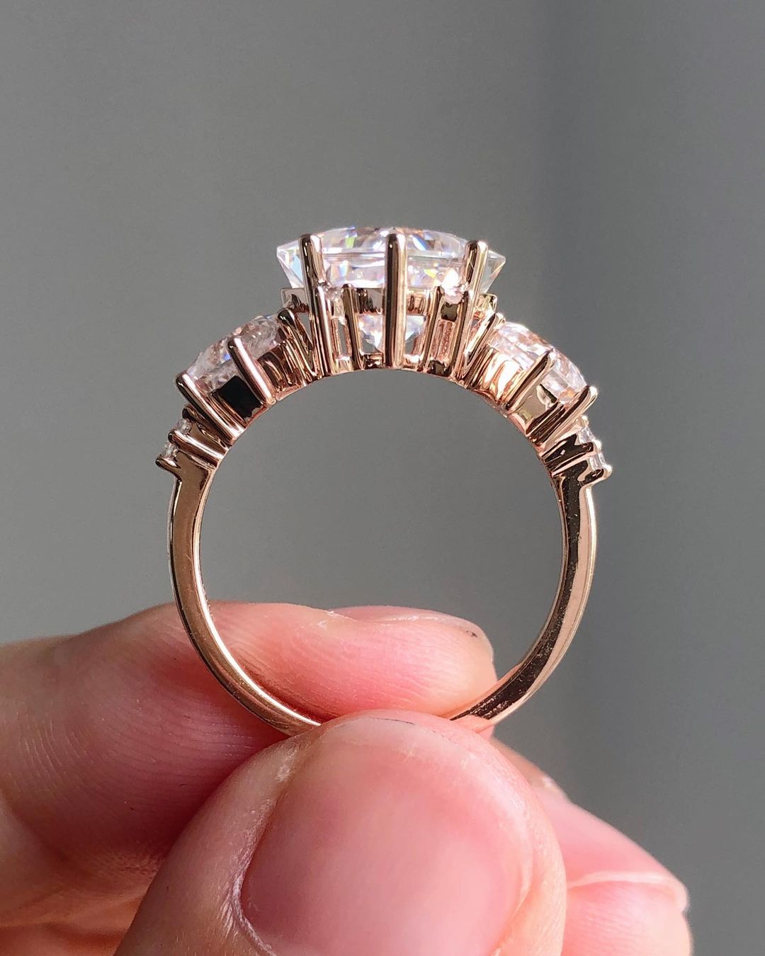 Three Stones Ring with 2.20 CT Princess Cut Moissanite